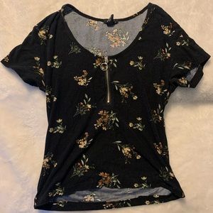 Half-Zip floral crop top